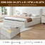 Lit tapissier courbé moderne avec rangement relevable, très grand, lin crème-744234764-744234766