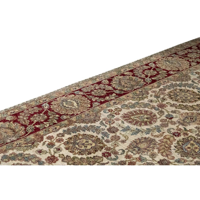 Tapis ivoire / rouge noué à la main de haute qualité Trinity