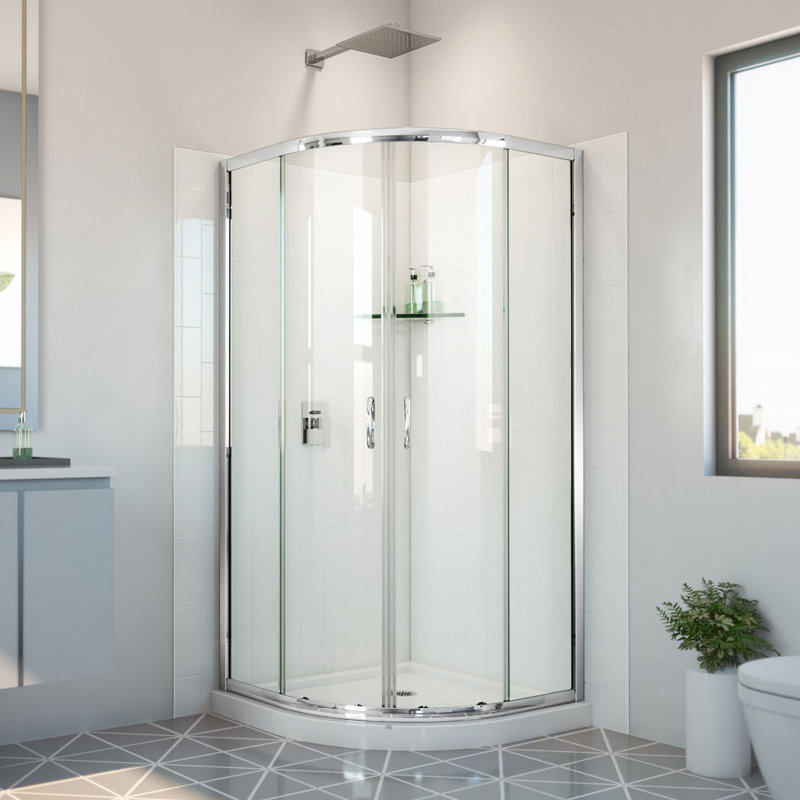 Dreamline Prime 36 In. X 36 In. X 78 3/4 In. H Shower Enclosure, Base, And White Wall Kit, Chrome