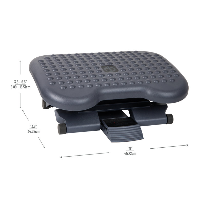 Adjustable Black Ergonomic Plastic Foot Rest with Textured Surface