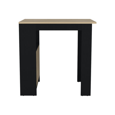 1-Door Cabinet Kitchen Island In Black And Natural Oak - Versatile Design & Oak, 1 Door Cabinet, Side Shelves Included