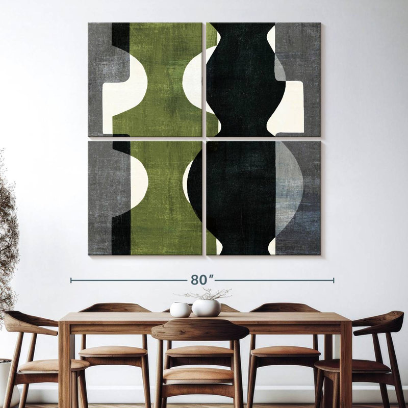 Geometric Deco With Green, H 74 po x l 74 po