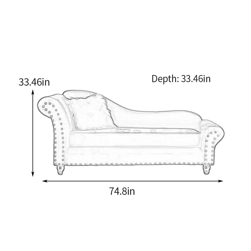 Méridiennes spacieuses pour l'intérieur, pieds robustes en bois, Rouge, Accoudoir à gauche (vu de face)