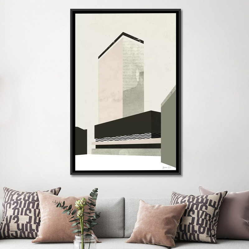 «Extérieur en V», impression sur toile, H 26 po x l 18 po x P 1,5 po, Toile avec cadre noir, Pas de tapis