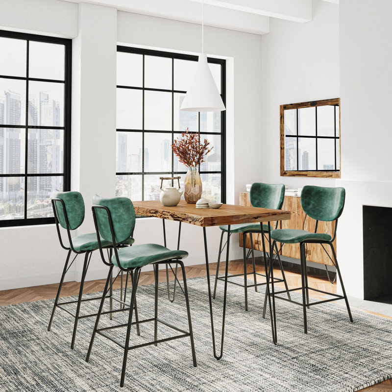 Gordonsville 4 - Person Solid Wood Top Four Leg Dining Set, Natural, Jade