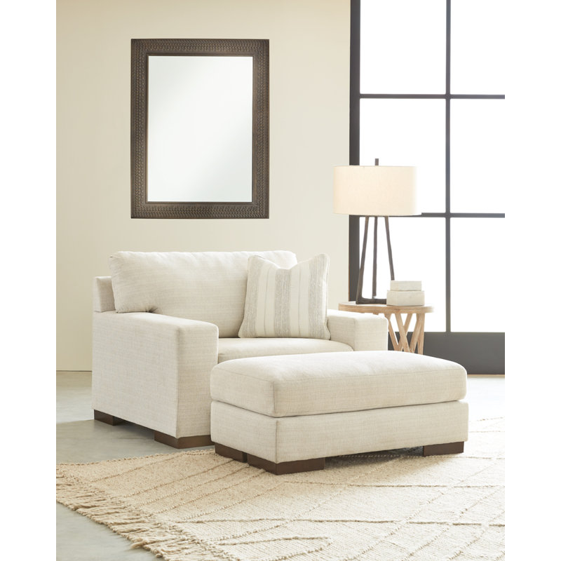 Upholstered Accent Chair with Ottoman