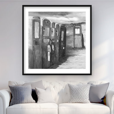 Old Gas Pumps - Framed Matted Print for Home Decor
