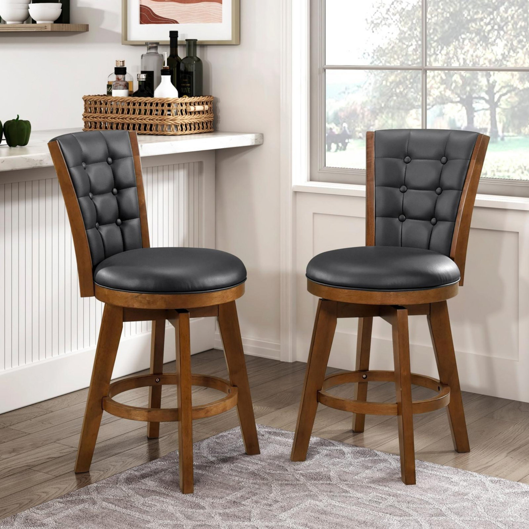 Wildon Home® Swivel Counter Height Chairs Set of 2 | Wayfair