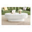 Table basse ovale élégante de 43,3 po avec plateau de 6,8 po d'épaisseur, table de bout tambour moderne de style crème, table centrale cannelée minimaliste avec base robuste pour le salon, assemblage facile, blanc-318563878