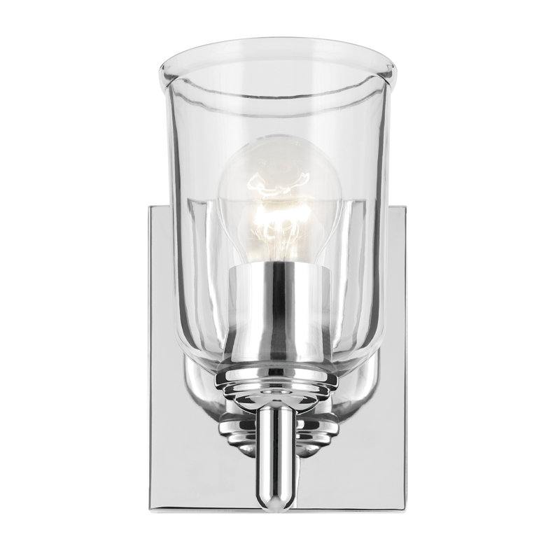 Applique murale 1 lumière 5 "avec verre transparent, Chrome