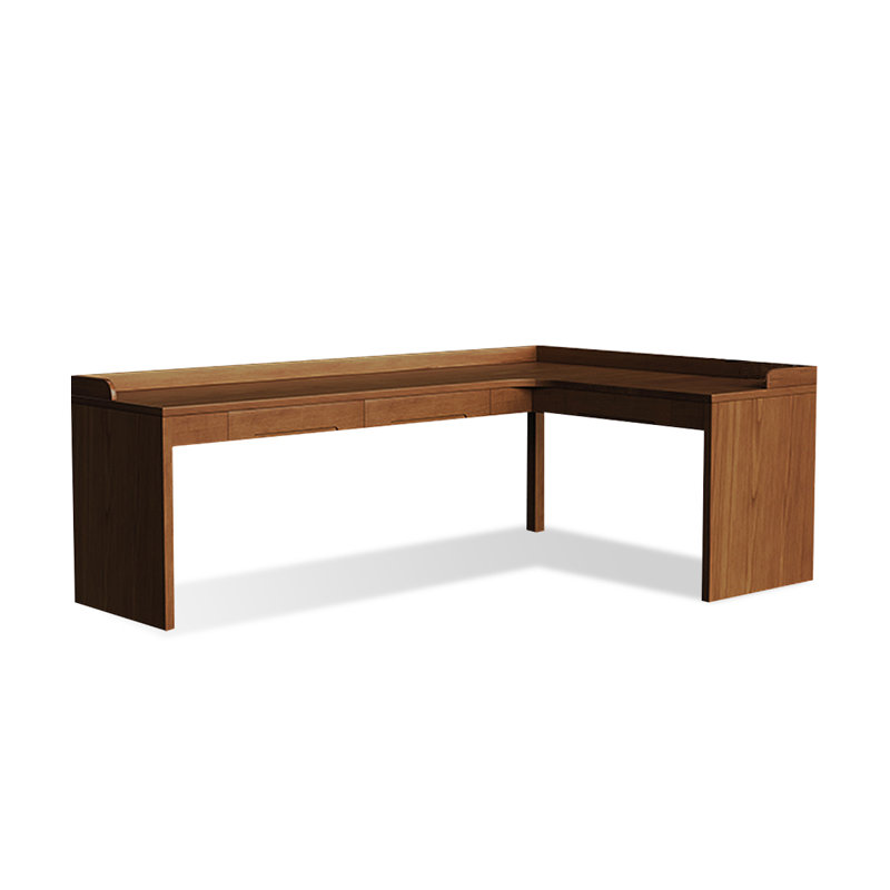 Bureau rectangulaire à 3 tiroirs en bois massif brun noisette, H 29,53 po x l 78,74 po x P 55,12 po, Retour à droite