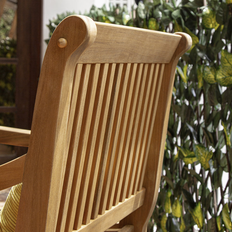 Chayil Summerton Teak Outdoor Dining Chair with Cushions (Set of 2)