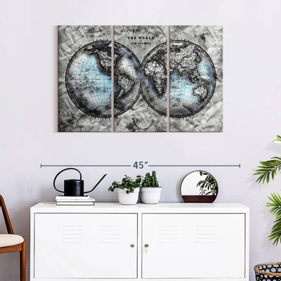 Reproduction d'art sur toile, "World Hemispheres Map"