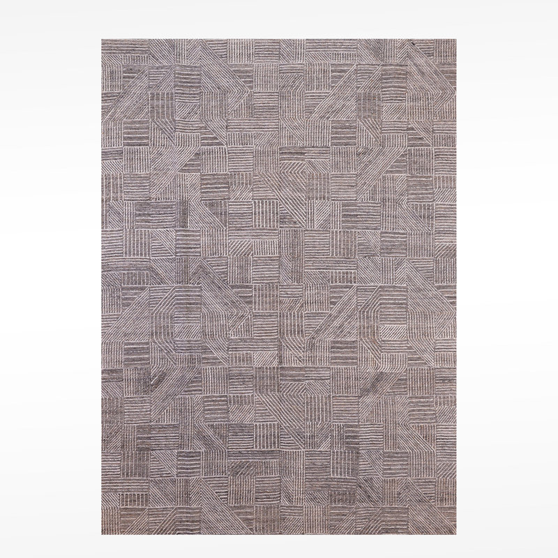 Tapis en laine et coton gris noué à la main Original Original