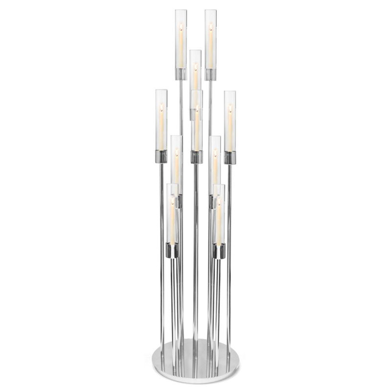 Metal Floor Candelabra, 66" H x 16.5" W x 16.5" D, Silver