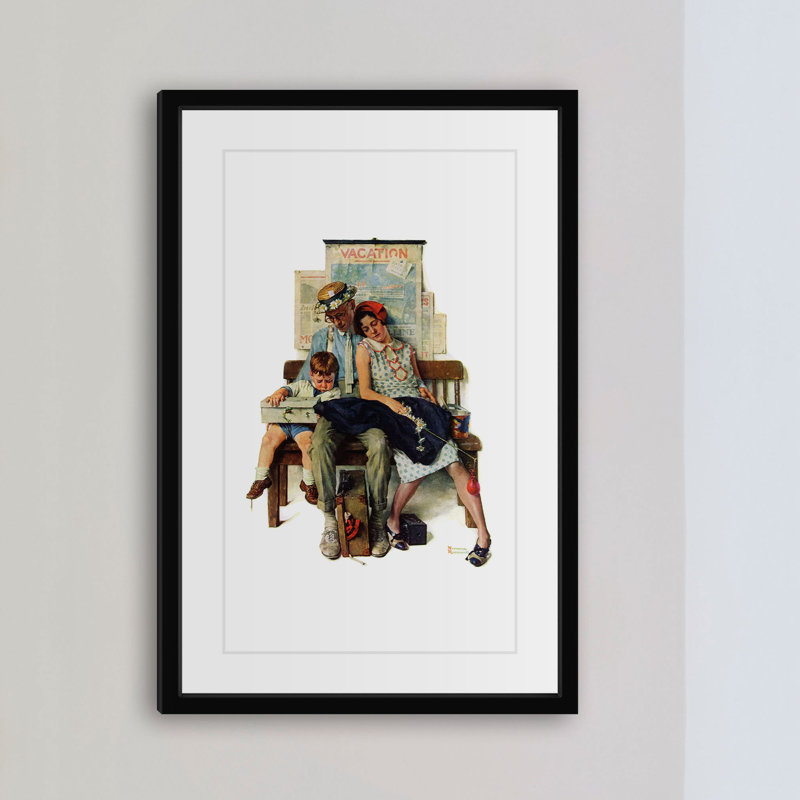 « home from vacances » par norman rockwell, reproduction d’art encadrée, H 36 po x l 24 po x P 1,5 po