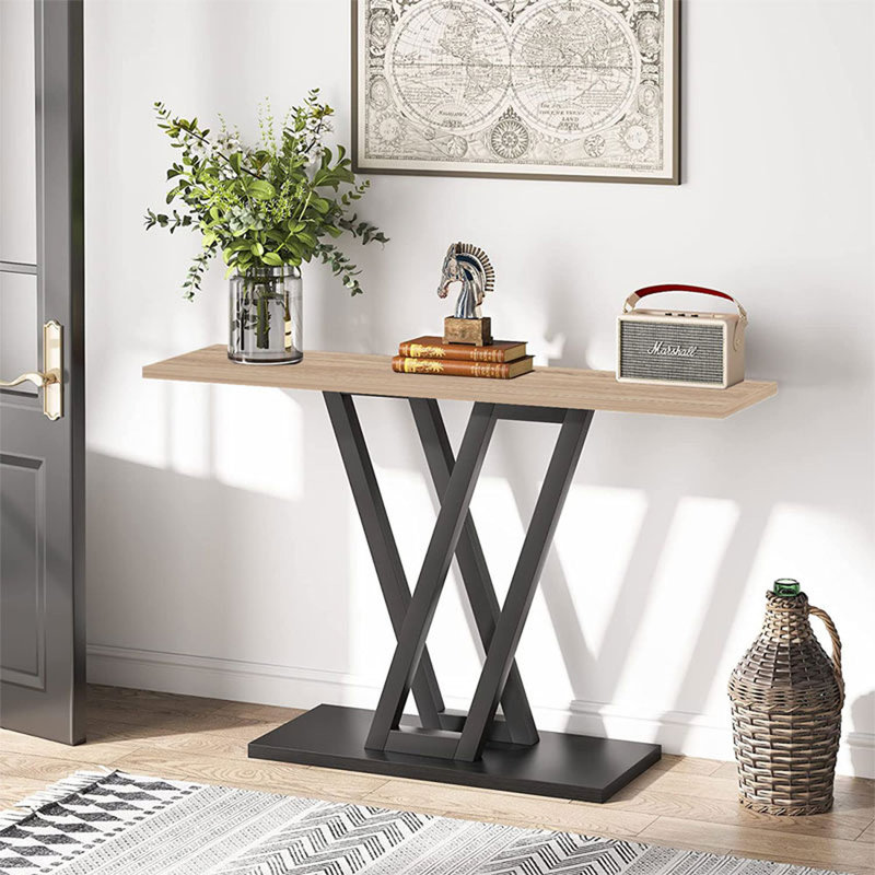 Arbaaz 110cm Console Table, Black, Natural