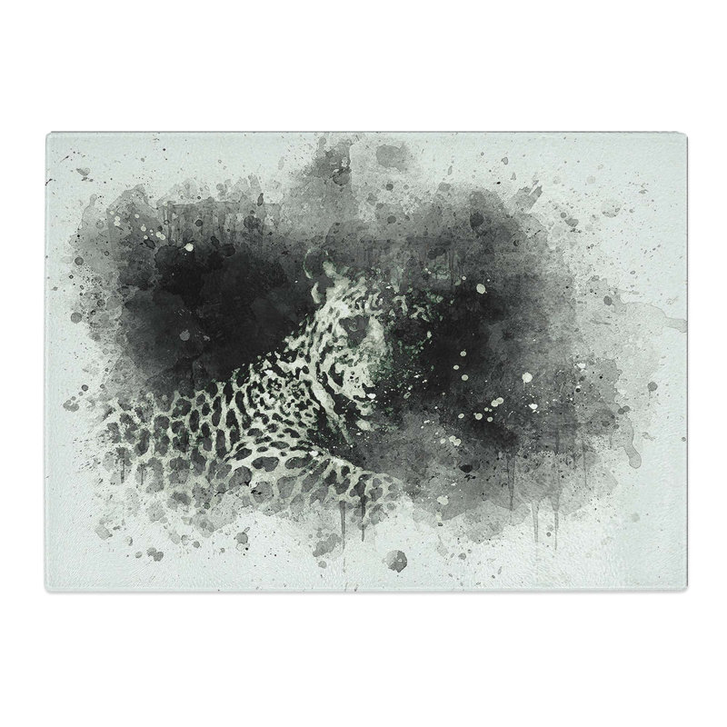 Tempered Glass a Leopard Chopping Board, 28.5 cm W x 20 cm L