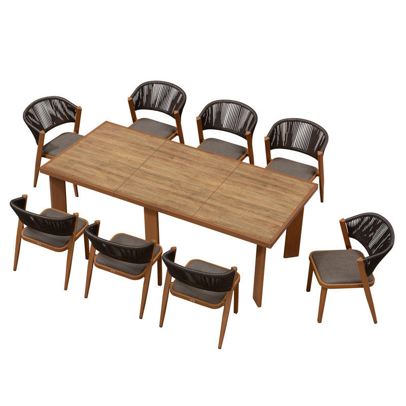 Rectangular 8 - Person 98.43" Long Aluminum Dining Set with Cushions