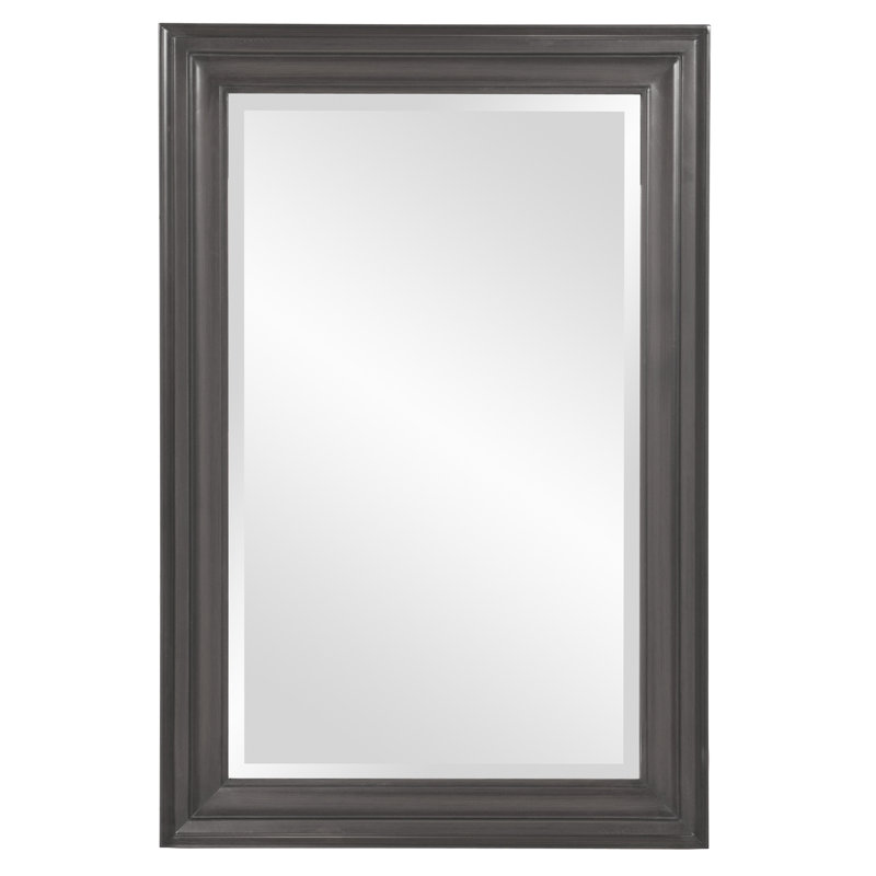 Cyrus Wood Rectangle Wall Mirror, Charcoal