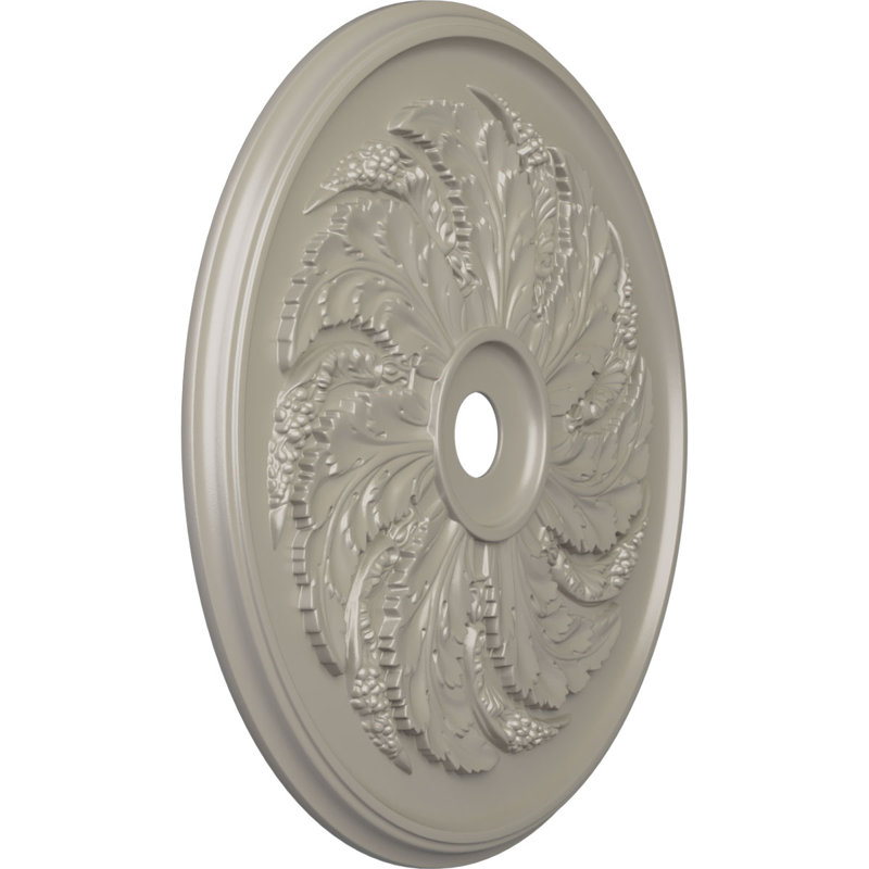 Médaillon de plafond Endurathane Milton, DE 54 1/4 po x P 2 7/8 po, finition argentée peinte à la main, Blanc perle