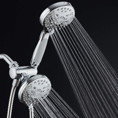 Système de douche à 3 voies de luxe: têtes de pluie et à main à 48 modes, tuyau en acier inoxydable de 6 pi