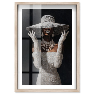 Décoration murale Pearl Perle I Shadowbox Print par Notoriart, cadre blond, 30 x 45