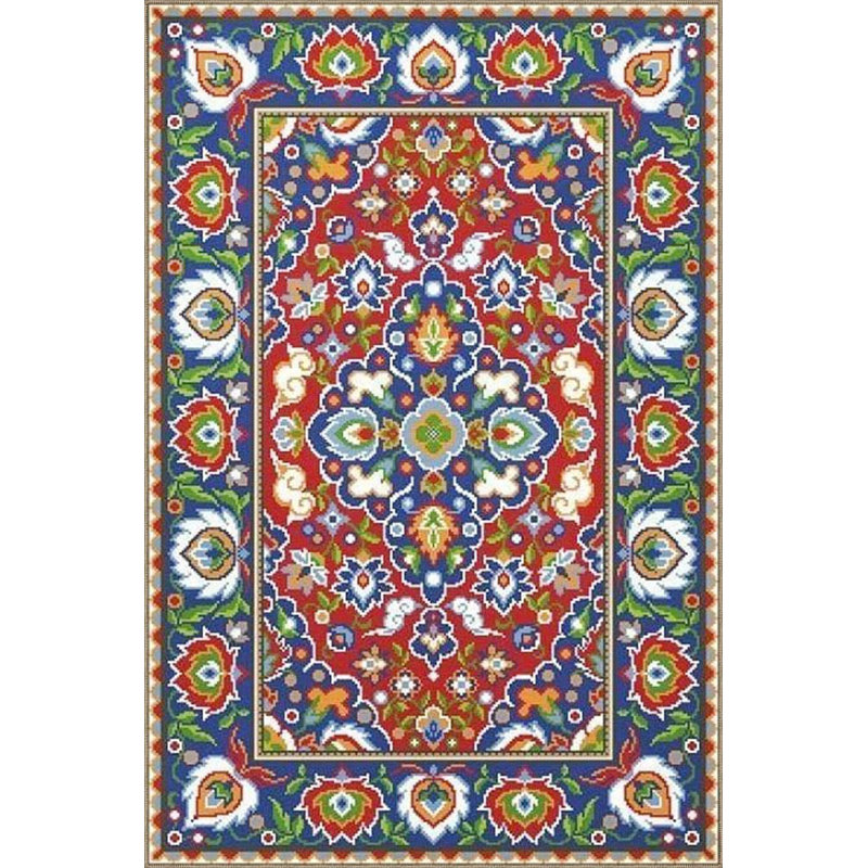 Tapis bleu lavable à motif géométrique moderne à motif géométrique bleu, Sous-tapis rectangulaire 5 pi 1 po x 7 pi 7 po inc