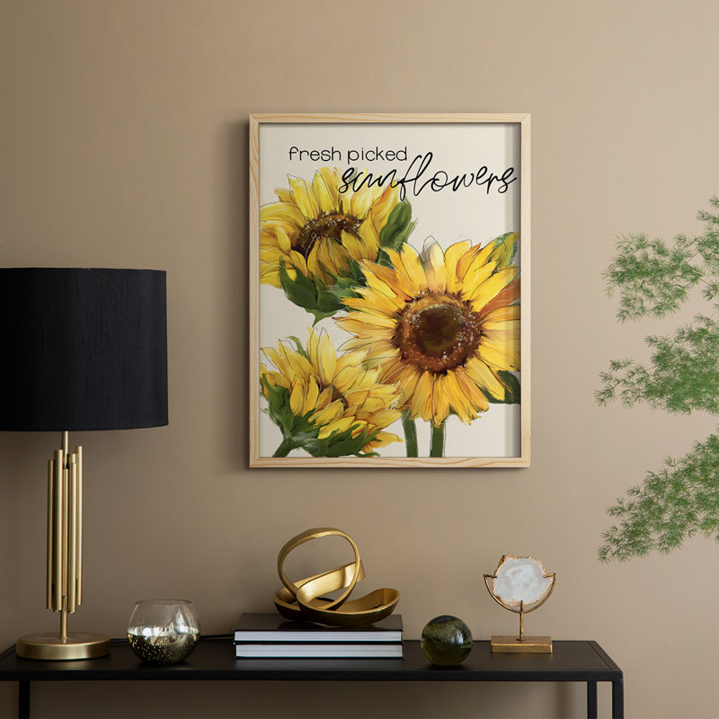 Fresh Picked Sunflowers Framed Print - Solid Wood, 21" H x 17" W
