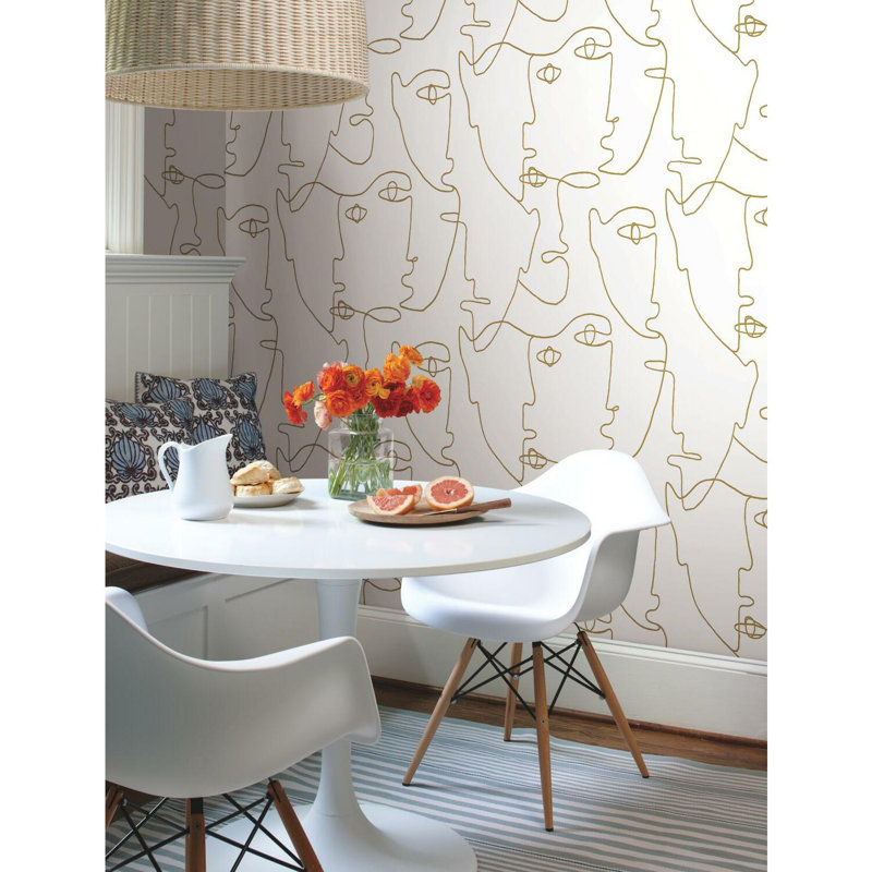 Abstract Peel & Stick Wallpaper Roll, Gold