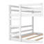 Lit superposé double au-dessus de double en bois massif avec barrières de sécurité et échelle - Structure de lit simple blanche pour enfants et adolescents