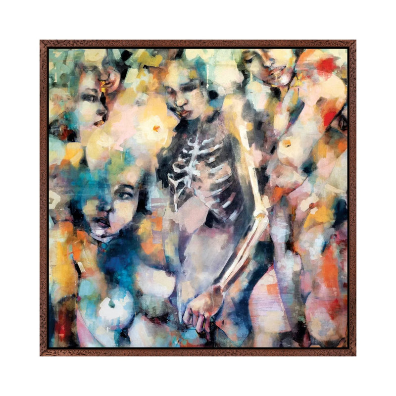 Impermanence 3-6-19 1 Piece Painting on Canvas, 93.98cm H x 93.98cm W x 3.81cm D, Classic Brown Wood Floater Framed