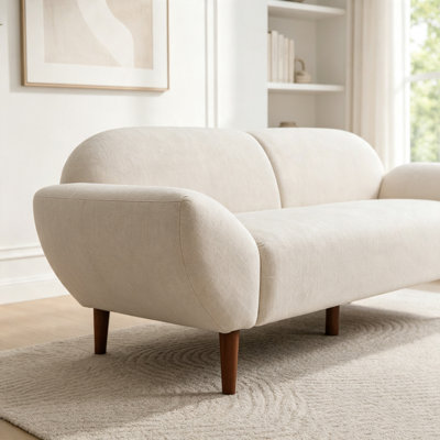 Curved 3-Seater Chenille Sofa with Sturdy Frame
