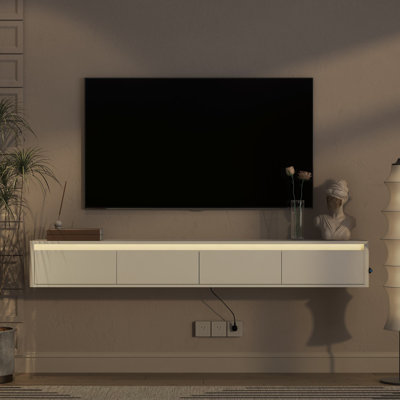 Console média murale 72,83 po avec rangement flottant