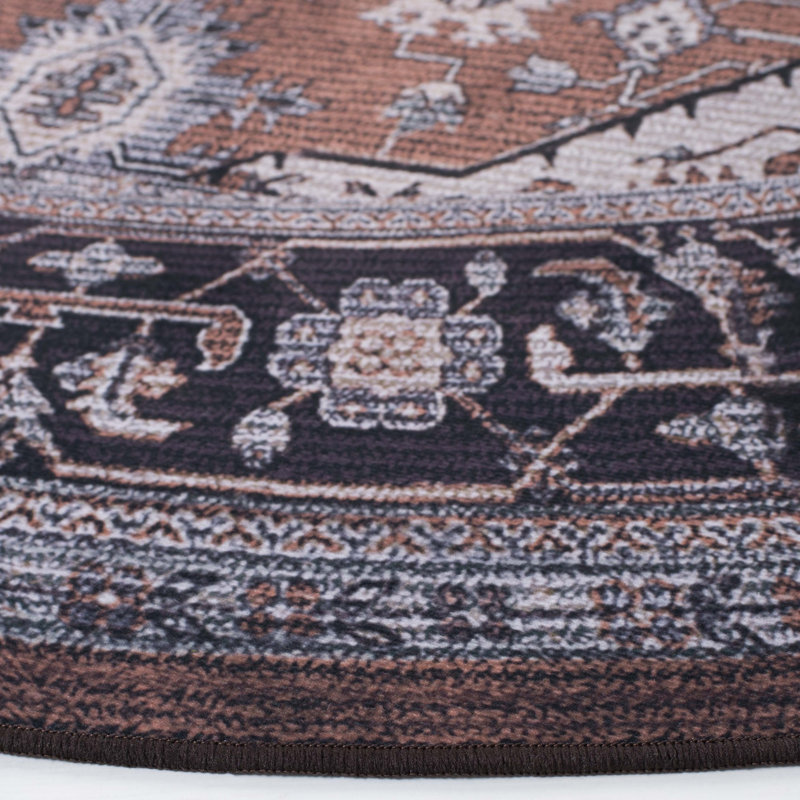 Isai Performance Machine Washable Oriental Rug, Round 6'