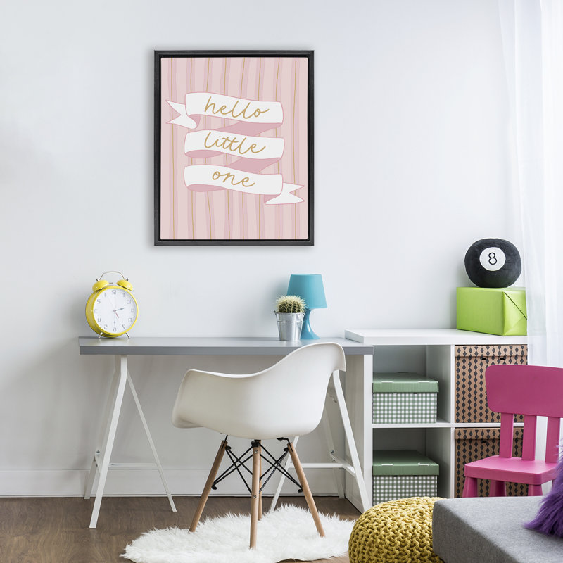 Cadre flottant rose Hello Little One, design par Amanda Houston, Cadre flottant noir de jais, H 21 po x l 17 po