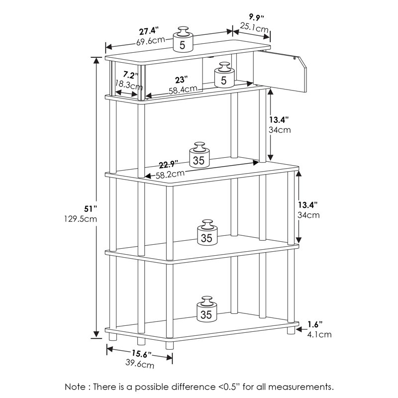 Tablette de rangement polyvalente sans rangement 27 po Bralynn, Noyer colombien/noir