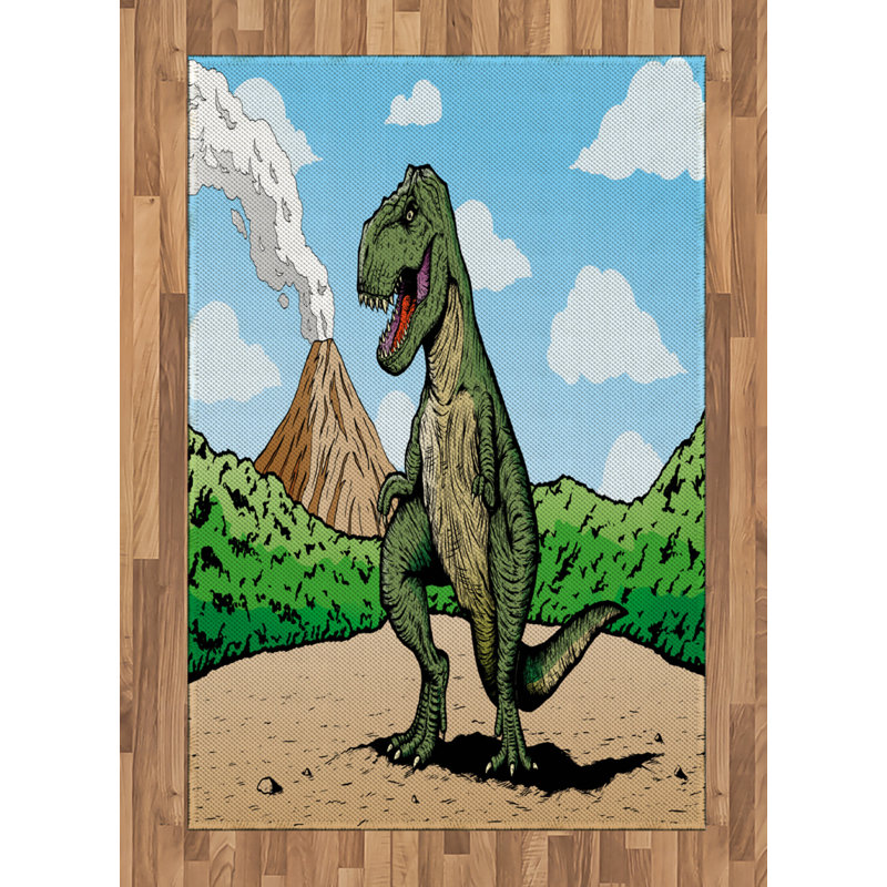Tapis décoratif en fibre de polyester à haute densité Dinosaur, Rectangle— 4 pi x 5 pi 8 po
