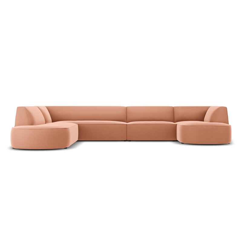 Adoraim 6 Seater Velvet Large Corner Sofa , Left Hand Facing, Pink
