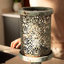 Porte-bougie décoratif, motif filigrane, ciment gris vieilli 12 po