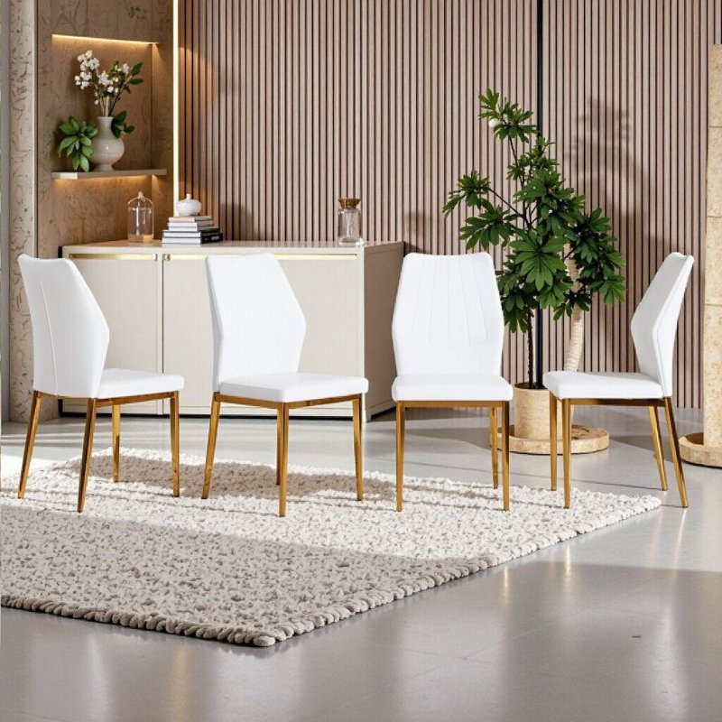 Ensemble de 4 chaises de salle à manger ergonomiques avec dossier en polyuréthane, structure en métal stable, hauteur de 37 pouces