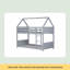 Lit superposé simple au-dessus d'une chambre simple avec tête de lit, pied de lit et garde-corps, échelle, lit superposé en bois d'hévéa avec garde-corps de sécurité, gris-1023931083