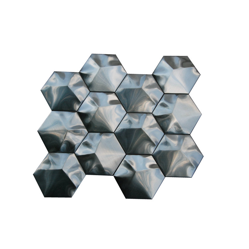 3" x 3" Metal Mosaic Wall & Floor Tile, Silver