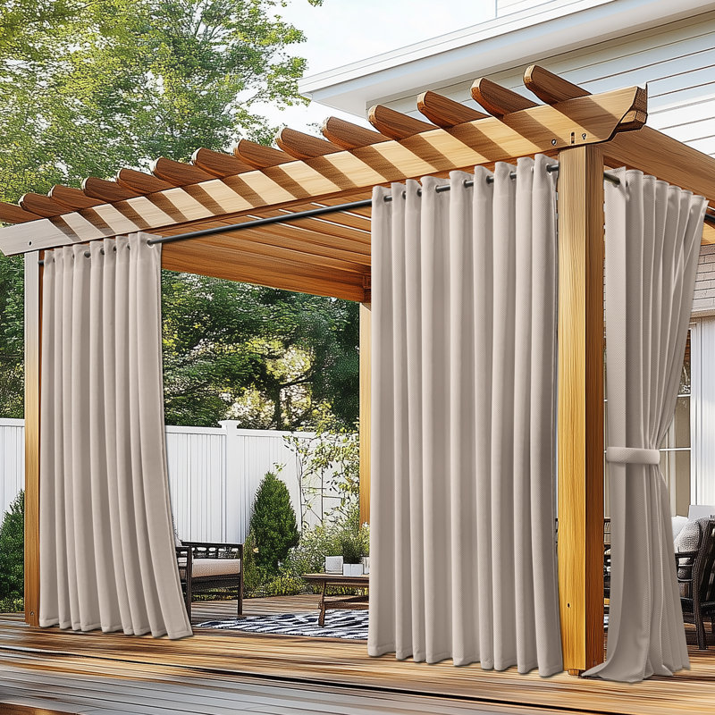 2 Panel Waterproof Blackout Outdoor Curtains for Patio/Pergola/Porch, Grey, 54"Wx84"L