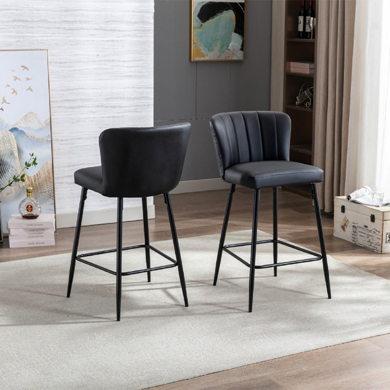 Cayenne Upholstered Counter Stool with Metal Frame, Black