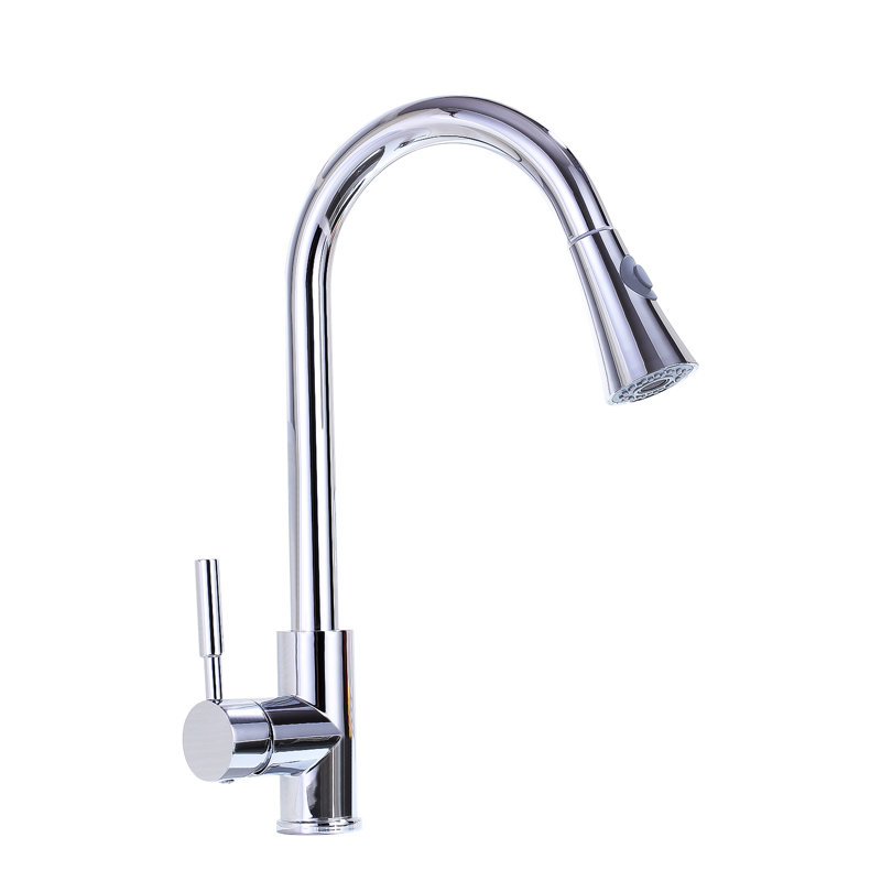 Single Handle Pull Down Sprayer Kitchen Faucet in Chrome, Chrome