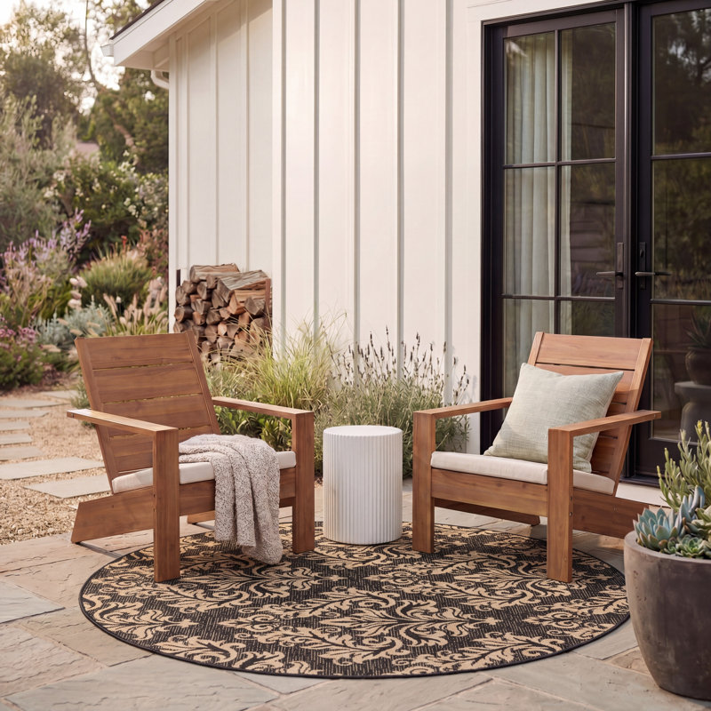 Herefordshire Performance Floral Indoor/Outdoor Area Rug, Round 5'3"