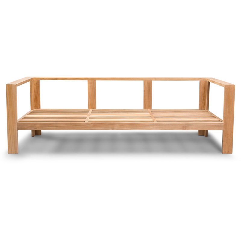 Ando Teak Patio Sofa with Sunbrella Cushions, Cast Silver Sunbrella®
