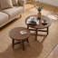 Ensemble de 2 tables basses gigognes rondes, fini noyer, tables d'appoint modernes, structure en X, empilables, idéales pour le salon, la chambre ou le balcon.