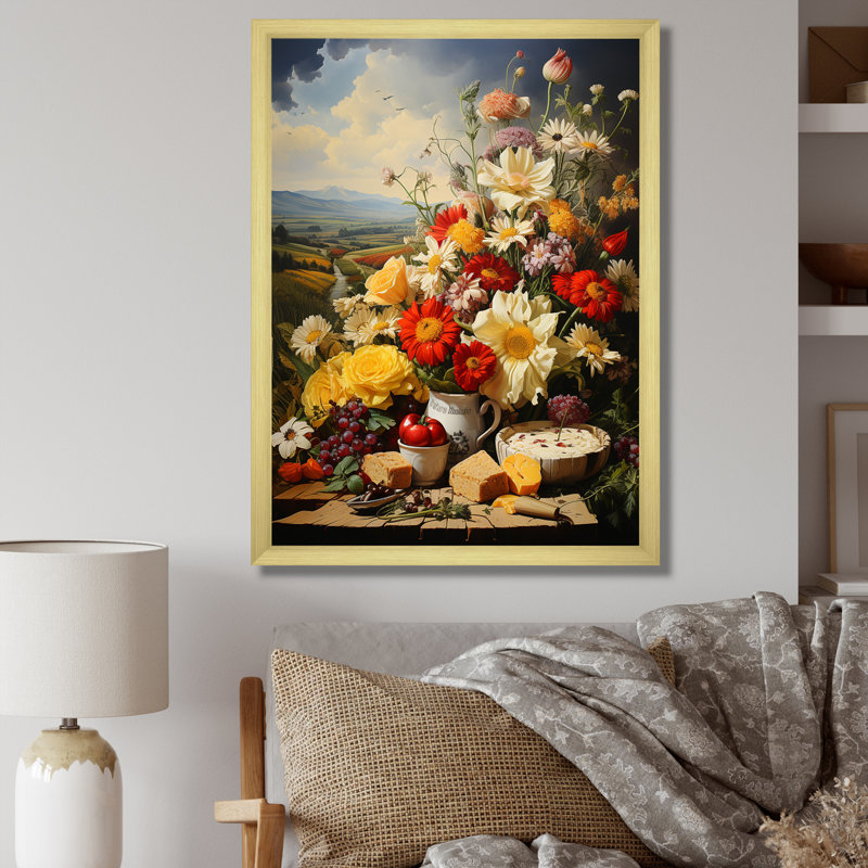Lait et lait crémeux moments sur toile, Cadre doré simple, H 44 po x l 34 po x P 1,5 po